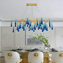 GobekUsa Blue Crystal Chandelier: Luxe Living Room LED Lighting