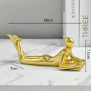 GobekUsa Golden Thinker Reader Man Resin Figure: Abstract Home Decor Figurine