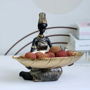 GobekUsa Black Woman Resin Statue: Exotic Desktop Decor & Storage Container