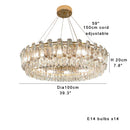 GobekUsa Clear Crystal Oval Chandelier | Luxury Dining Room Light | Height Adjustable Hanglamp