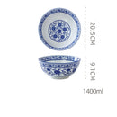 GobekUsa Blue and White Retro Ceramic Soup Noodle Bowl