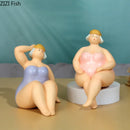 GobekUsa Beach Swimsuit Fat Women Resin Sculpture Desk Ornament Aesthetic Decor