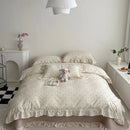 GobekUsa Korean Floral Lace Duvet Cover: Luxury Soft Quilt for Queen King, Breathable Home Decor