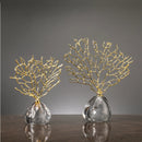GobekUsa Coral Crystal Tree Glass Vase Metal Frame Resin Ocean Figurines, Home Decor