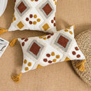 GobekUsa Boho Loop Tufted Tassel Pillow Cover - Ethnic Embroidered Decorative Cushion