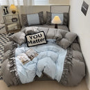 GobekUsa Lace Patchwork Duvet Cover Set, Soft Microfiber, Full Queen Size Bed Linen Pillowcase