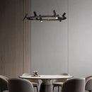 GobekUsa Black Metal Chandelier: Minimalist Hanging Light for Dining Room, Kitchen, Bedroom.