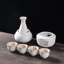 GobekUsa Ceramic Sake Set: Sake Bottle, Warmer, & 4 Cups