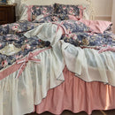 GobekUsa Chiffon Lace Ruffles Princess Egyptian Cotton Bedding Set