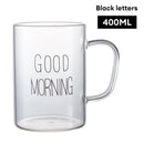 GobekUsa Good Morning Glass Mug - Transparent Tumbler with Handle