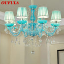 GobekUsa Blue Crystal Pendent Lamp/Candle Chandelier for Living Room, Bedroom, Restaurant, KTV