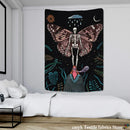 GobekUsa Celestial Moth Tapestry: Moon Phase Flower Mandala Wall Decor