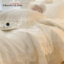 GobekUsa French Wedding Lace Ruffles Bedding Set
