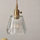 GobekUsa Clear Glass LED Pendant Light Fixture Modern Copper Knob Switch Hang Lamp