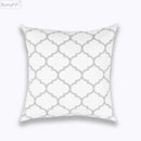 GobekUsa Geometric Embroidered Cushion Cover Light Grey Cotton 45x45cm