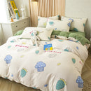 GobekUsa Green Leaf Print Bedding Set: Duvet Cover, Flat Sheet & Pillowcase - Single Queen Size