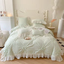 GobekUsa Lace Princess Bedding Set: Romantic Ruffles & Bow Duvet Cover, Sheet, Pillowcases