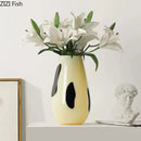 GobekUsa Black Stripes Glass Vase Desk Decoration Artificial Flowers Pots Aesthetic Room Decor