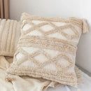 GobekUsa Geometric Tufted Tassel Pillow Cover - Handcrafted Boho Chic Cushion Cover