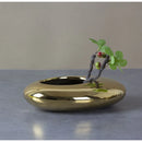 GobekUsa Silver Cobblestone Ceramic Vase Geometric Oval Flower Pot Home Decor