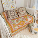 GobekUsa Bohemian Flowers Tapestry Sofa Blanket