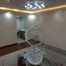GobekUsa Crystal Chandelier: Modern LED Staircase Light for Living Room and Lobby