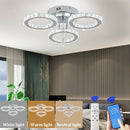 GobekUsa Crystal Flush Mount Chandelier: App Dimmable Rings Shape Ceiling Light