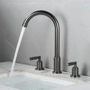 GobekUsa Black Brass Basin Faucet with Waterfall Effect and 3-Hole Design