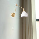 GobekUsa Ceramic LED Wall Lamp, Pull Chain Switch, Nordic Copper, Small Size