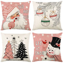 GobekUsa Christmas Santa Claus Linen Pillowcase - Sofa Cushion Cover, Decorative Living Room Pillow Cover