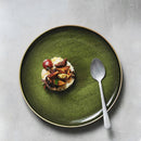GobekUsa Green Ceramic Dinner Plate - Retro Shallow Pasta Plate, Salad Sushi Plate, Steak Plate - Set of 4