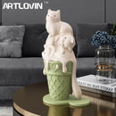 GobekUsa Ice Cream Cat Sculpture Resin Figurine Modern Home Decor Creative Animal Figure