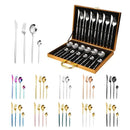 GobekUsa 24-Piece Gold Stainless Steel Cutlery Set - Elegant Tableware Gift Box