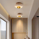 GobekUsa LED Ceiling Lamp Natural Yellow Travertine Walnut Wood Ceiling Lights