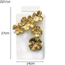 GobekUsa Golden Flower Relief Ceramic Storage Jar for Desk Decoration and Jewelry Box