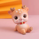 GobekUsa Cartoon Deer Resin Figurines Home Decor Miniatures Crafts Cake Topper