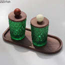 GobekUsa Ceramic Ball Storage Jar with Walnut Lid for Jewelry and Accessories