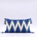GobekUsa Boho Tufted Tassel Cushion Cover 45x45cm - Blue Pink Cotton Throw Pillow Cover