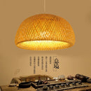 Handwoven Bamboo Wicker Pendant Light in Beige