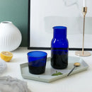 GobekUsa Glass Teacup Set & Pitcher Combo - Heat-Resistant Juice Cup Drinkware in Blue