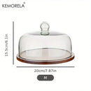 GobekUsa Creative Wooden Cake Pan Food Storage Box with Glass Lid