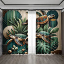 GobekUsa Green Turtle Leaf Curtains for Kitchen, Coffee Shop, Living Room - Stylish Home Decoration
