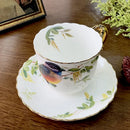 GobekUsa Bird Pattern Ceramic Gold-plated Coffee Mug & Saucer Set
