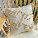 GobekUsa Boho Nordic Tassel Pillow Case - Beige Cotton Linen Cushion Cover