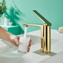 GobekUsa Gold Gray Bathroom Faucet Single Handle Mixer Sink Tap Deck Mounted