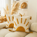 GobekUsa Geometric Tufted Tassel Cushion Cover - Modern Boho Sofa Decor