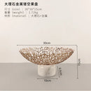 GobekUsa Coral Disc Pedestal | Metal Tray Marble Base Fruit Plate Gold Compote