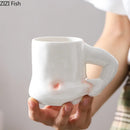 GobekUsa Creative Pinch Belly Ceramic Cup Set for Dining Table Coffee Milk Tea Juice