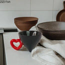 GobekUsa Heart Ceramic Coffee Mug Tea Cup Set, Conical Dining Table Milk Juice Container