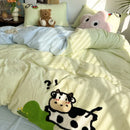 GobekUsa Cartoon Embroidery Jacquard Comforter Sets | Washed Cotton | Soft Skin-Friendly Bed Linen
